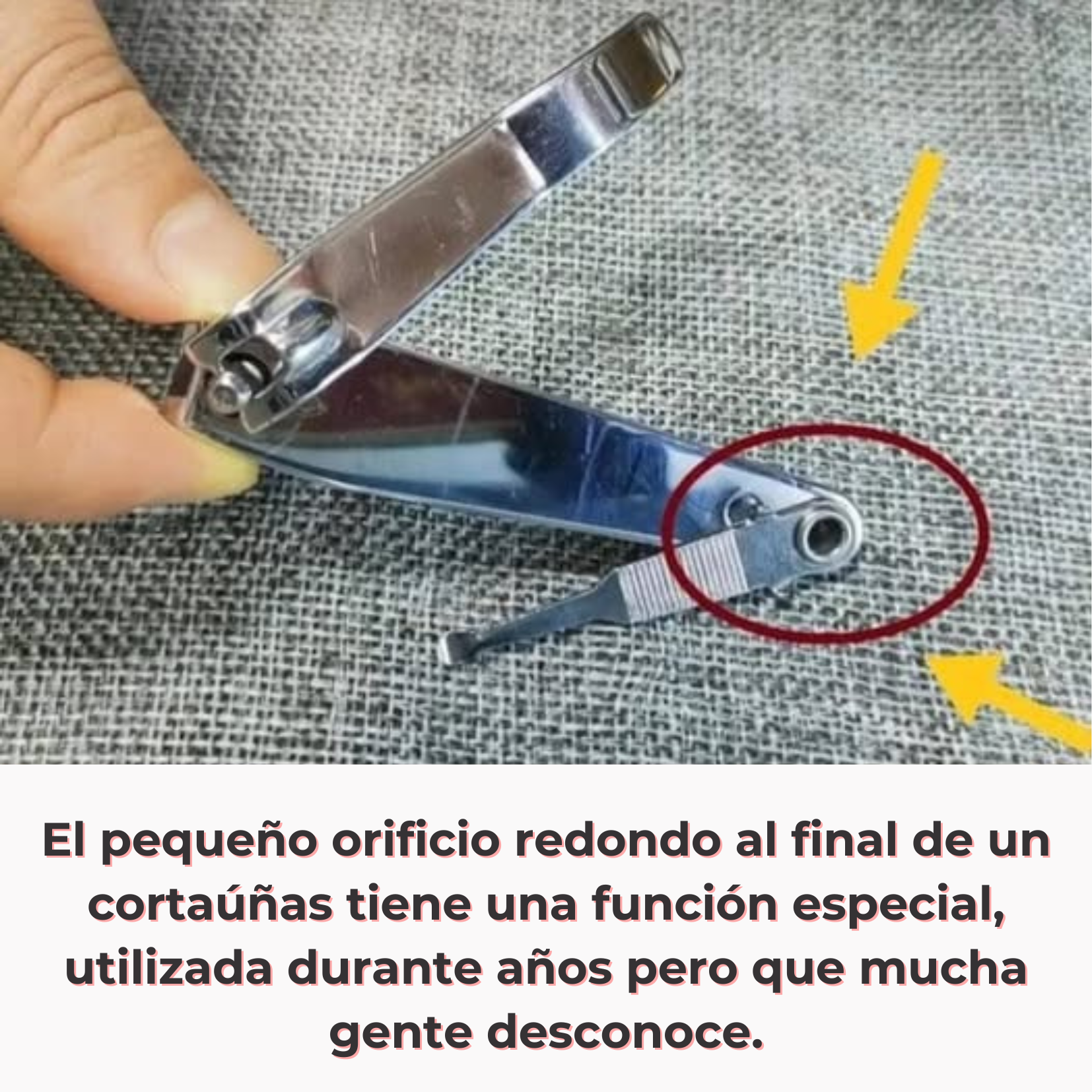 El pequeño orificio redondo al final de un cortaúñas tiene una función especial, utilizada durante años pero que mucha gente desconoce.